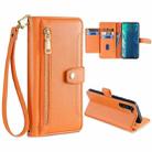 For Motorola Edge Sheep Texture Cross-body Zipper Wallet Leather Phone Case(Orange) - 1