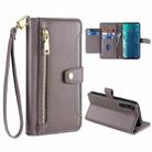 For Motorola Edge Sheep Texture Cross-body Zipper Wallet Leather Phone Case(Grey) - 1