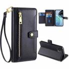 For Motorola Moto G72 4G Sheep Texture Cross-body Zipper Wallet Leather Phone Case(Black) - 1