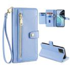 For Motorola Moto G72 4G Sheep Texture Cross-body Zipper Wallet Leather Phone Case(Blue) - 1