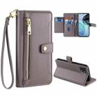 For Motorola Moto G72 4G Sheep Texture Cross-body Zipper Wallet Leather Phone Case(Grey) - 1