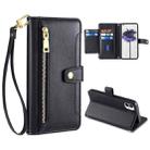 For Nothing Phone 1 Sheep Texture Cross-body Zipper Wallet Leather Phone Case(Black) - 1