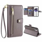 For Nothing Phone 1 Sheep Texture Cross-body Zipper Wallet Leather Phone Case(Grey) - 1