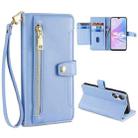 For OPPO A58 5G Sheep Texture Cross-body Zipper Wallet Leather Phone Case(Blue) - 1