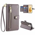 For OPPO Reno9 Pro+ 5G Sheep Texture Cross-body Zipper Wallet Leather Phone Case(Grey) - 1