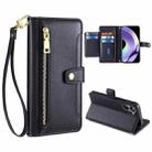 For Realme 10 Pro 5G Sheep Texture Cross-body Zipper Wallet Leather Phone Case(Black) - 1