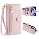 For Realme 10 Pro 5G Sheep Texture Cross-body Zipper Wallet Leather Phone Case(Pink) - 1