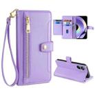 For Realme 10 Pro 5G Sheep Texture Cross-body Zipper Wallet Leather Phone Case(Purple) - 1