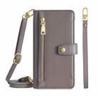 For Realme GT2 Pro Sheep Texture Cross-body Zipper Wallet Leather Phone Case(Grey) - 1