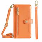 For vivo X60 Sheep Texture Cross-body Zipper Wallet Leather Phone Case(Orange) - 1