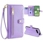 For Google Pixel 7 5G Sheep Texture Cross-body Zipper Wallet Leather Phone Case(Purple) - 1