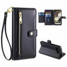 For Google Pixel 7 Pro Sheep Texture Cross-body Zipper Wallet Leather Phone Case(Black) - 1