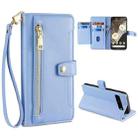 For Google Pixel 7 Pro Sheep Texture Cross-body Zipper Wallet Leather Phone Case(Blue) - 1