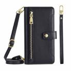 For ASUS Zenfone 8 Flip / ZS672KS Sheep Texture Cross-body Zipper Wallet Leather Phone Case(Black) - 1