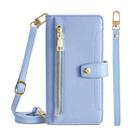 For ASUS Zenfone 8 Flip / ZS672KS Sheep Texture Cross-body Zipper Wallet Leather Phone Case(Blue) - 1