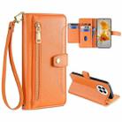 For Huawei Mate 50 Sheep Texture Cross-body Zipper Wallet Leather Phone Case(Orange) - 1