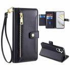 For Huawei Nova 10 SE Sheep Texture Cross-body Zipper Wallet Leather Phone Case(Black) - 1