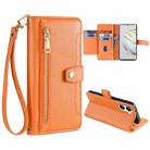 For Huawei Nova 10 SE Sheep Texture Cross-body Zipper Wallet Leather Phone Case(Orange) - 1