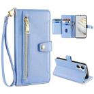 For Huawei Nova 10 SE Sheep Texture Cross-body Zipper Wallet Leather Phone Case(Blue) - 1