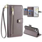 For Huawei Nova 10 SE Sheep Texture Cross-body Zipper Wallet Leather Phone Case(Grey) - 1