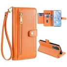 For Honor 80 Sheep Texture Cross-body Zipper Wallet Leather Phone Case(Orange) - 1