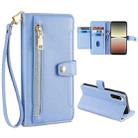 For Sony Xperia 5 IV Sheep Texture Cross-body Zipper Wallet Leather Phone Case(Blue) - 1