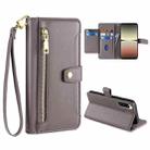 For Sony Xperia 5 IV Sheep Texture Cross-body Zipper Wallet Leather Phone Case(Grey) - 1