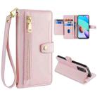 For Xiaomi Redmi Note 11 4G Global / Note 11S Sheep Texture Cross-body Zipper Wallet Leather Phone Case(Pink) - 1