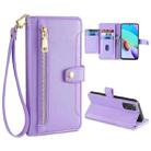 For Xiaomi Redmi Note 11 4G Global / Note 11S Sheep Texture Cross-body Zipper Wallet Leather Phone Case(Purple) - 1