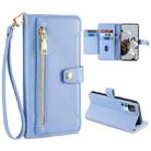 For Xiaomi Redmi K50 Ultra Sheep Texture Cross-body Zipper Wallet Leather Phone Case(Blue) - 1