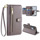 For Xiaomi Redmi K50 Ultra Sheep Texture Cross-body Zipper Wallet Leather Phone Case(Grey) - 1