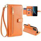 For ZTE Blabe V30 Sheep Texture Cross-body Zipper Wallet Leather Phone Case(Orange) - 1