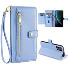 For ZTE Blabe V30 Sheep Texture Cross-body Zipper Wallet Leather Phone Case(Blue) - 1