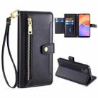 For ZTE Blade A52 Lite Sheep Texture Cross-body Zipper Wallet Leather Phone Case(Black) - 1