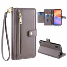 For ZTE Blade A52 Lite Sheep Texture Cross-body Zipper Wallet Leather Phone Case(Grey) - 1