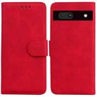 For Google Pixel 7a Skin Feel Pure Color Flip Leather Phone Case(Red) - 1