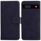 For Google Pixel 7a Skin Feel Pure Color Flip Leather Phone Case(Black) - 1