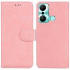 For Infinix Hot 20 Play Skin Feel Pure Color Flip Leather Phone Case(Pink) - 1