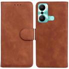 For Infinix Hot 20 Play Skin Feel Pure Color Flip Leather Phone Case(Brown) - 1