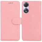 For OPPO A58 Skin Feel Pure Color Flip Leather Phone Case(Pink) - 1