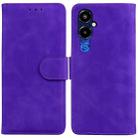 For Tecno Pova 4 Pro Skin Feel Pure Color Flip Leather Phone Case(Purple) - 1