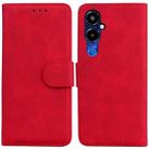 For Tecno Pova 4 Pro Skin Feel Pure Color Flip Leather Phone Case(Red) - 1