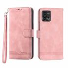 For Motorola Moto G72 Dierfeng Dream Line TPU + PU Leather Phone Case(Pink) - 1