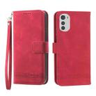 For Motorola Moto E32 4G Dierfeng Dream Line TPU + PU Leather Phone Case(Red) - 1