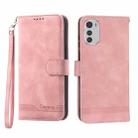 For Motorola Moto E32 4G Dierfeng Dream Line TPU + PU Leather Phone Case(Pink) - 1