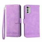 For Motorola Moto E32 4G Dierfeng Dream Line TPU + PU Leather Phone Case(Purple) - 1