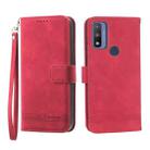 For Motorola Moto G Play 2023 Dierfeng Dream Line TPU + PU Leather Phone Case(Red) - 1