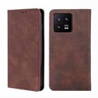 For Xiaomi 13 Skin Feel Magnetic Horizontal Flip Leather Phone Case(Dark Brown) - 1