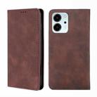 For Honor 80 SE Skin Feel Magnetic Horizontal Flip Leather Phone Case(Dark Brown) - 1