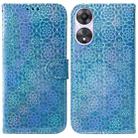 For OPPO A58 Colorful Magnetic Buckle Leather Phone Case(Blue) - 1